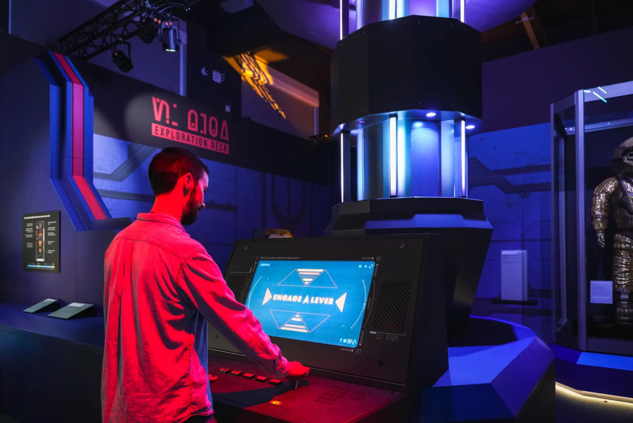 A person using the Warp Core interactive at the Science Museum