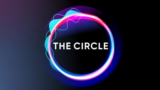 Logo for The Circle shown on a blue background