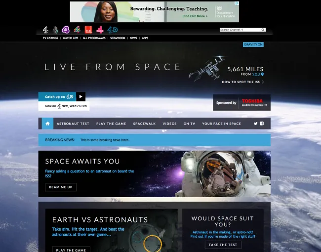 Homepage with Face in Space